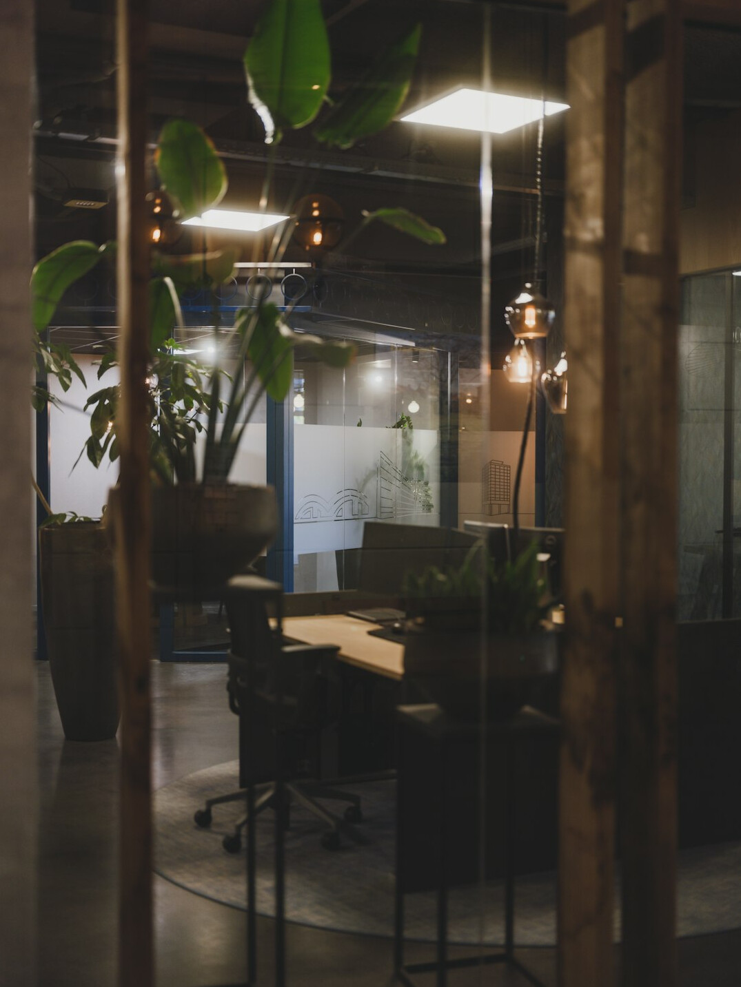 modern office with computers