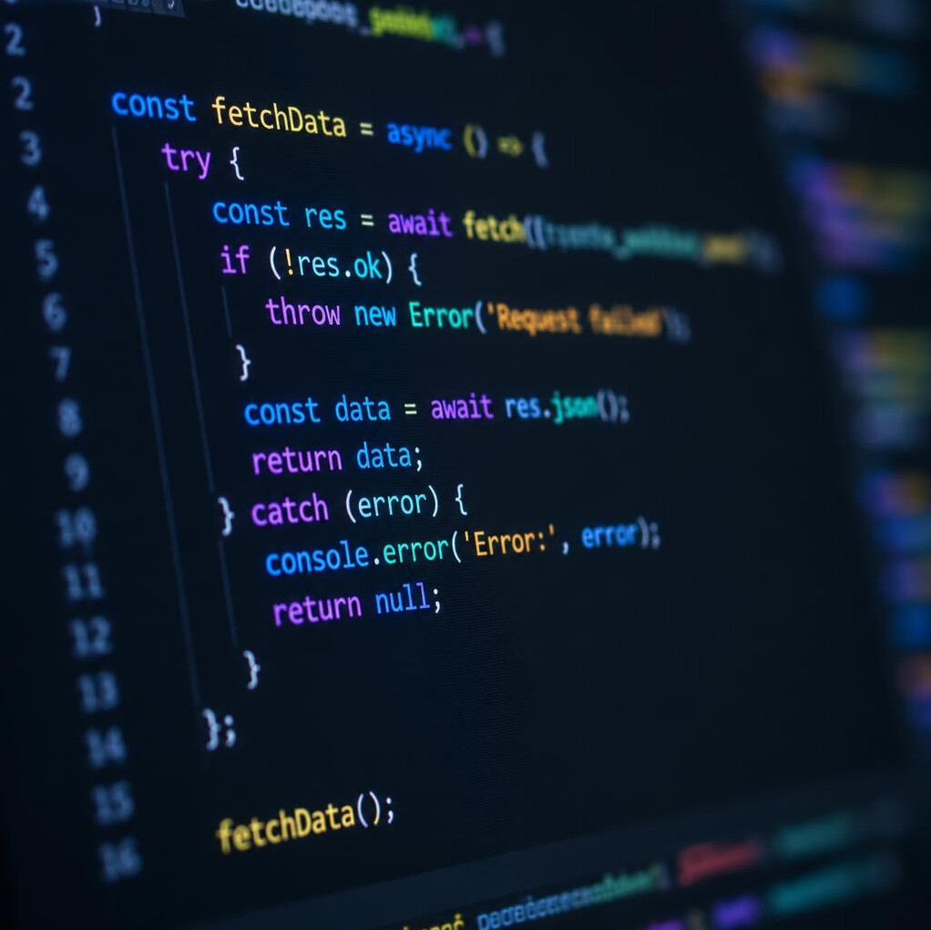 Lines of programming code on a dark screen